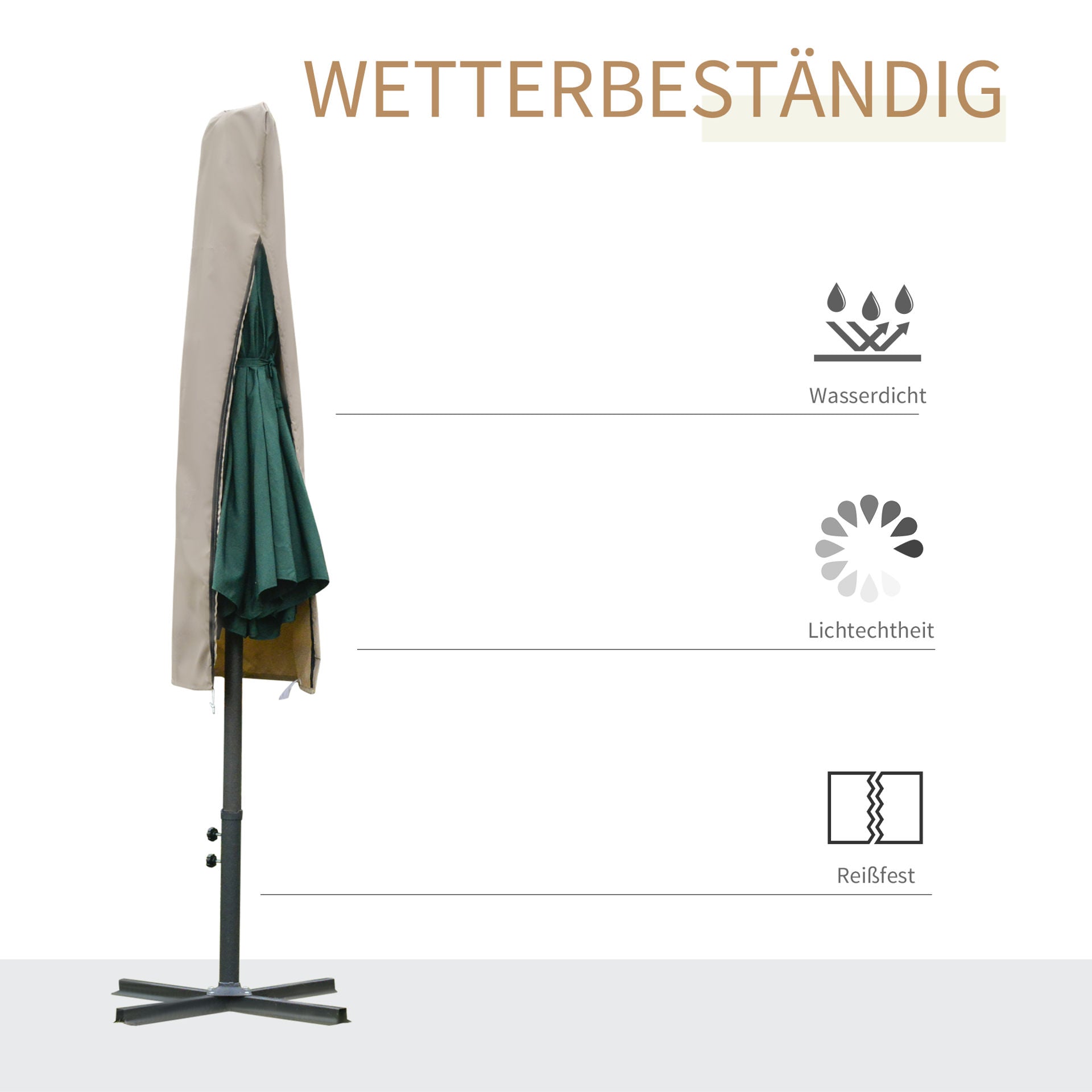 Nancy's Agnew Lake Beschermhoes voor Parasol - Kaki - Oxford Stof, Pu Coating - cm x cm x 62.99 cm