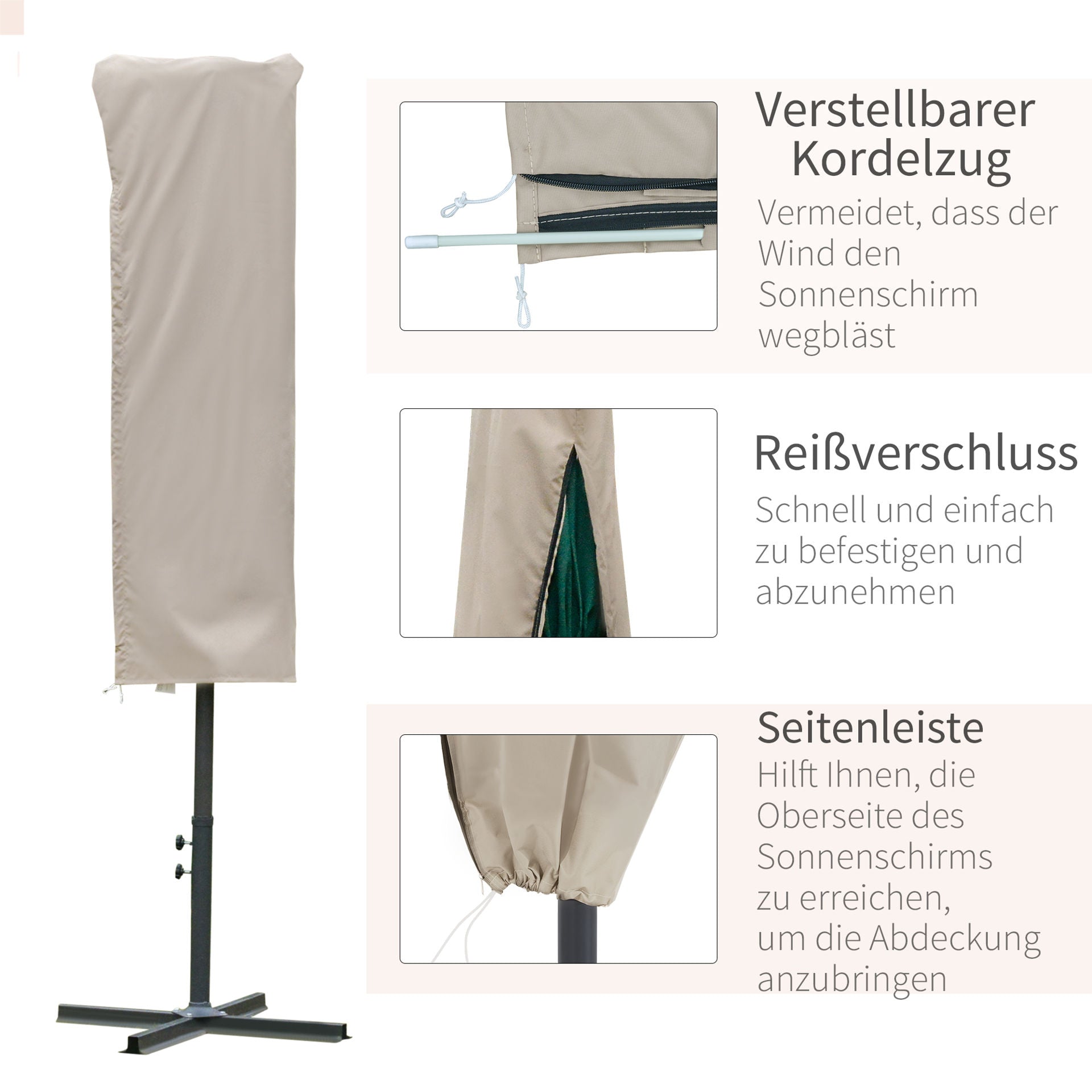 Nancy's Agnew Lake Beschermhoes voor Parasol - Kaki - Oxford Stof, Pu Coating - cm x cm x 62.99 cm