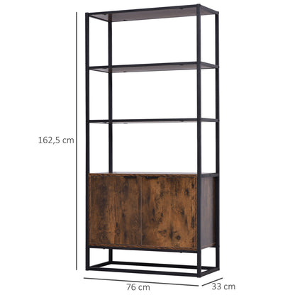 Nancy's Aide Lake Boekenplank Staande Plank - Rustiek Bruin - Spaanplaat, Metaal - 29,92 cm x 12,99 cm x 63,98 cm
