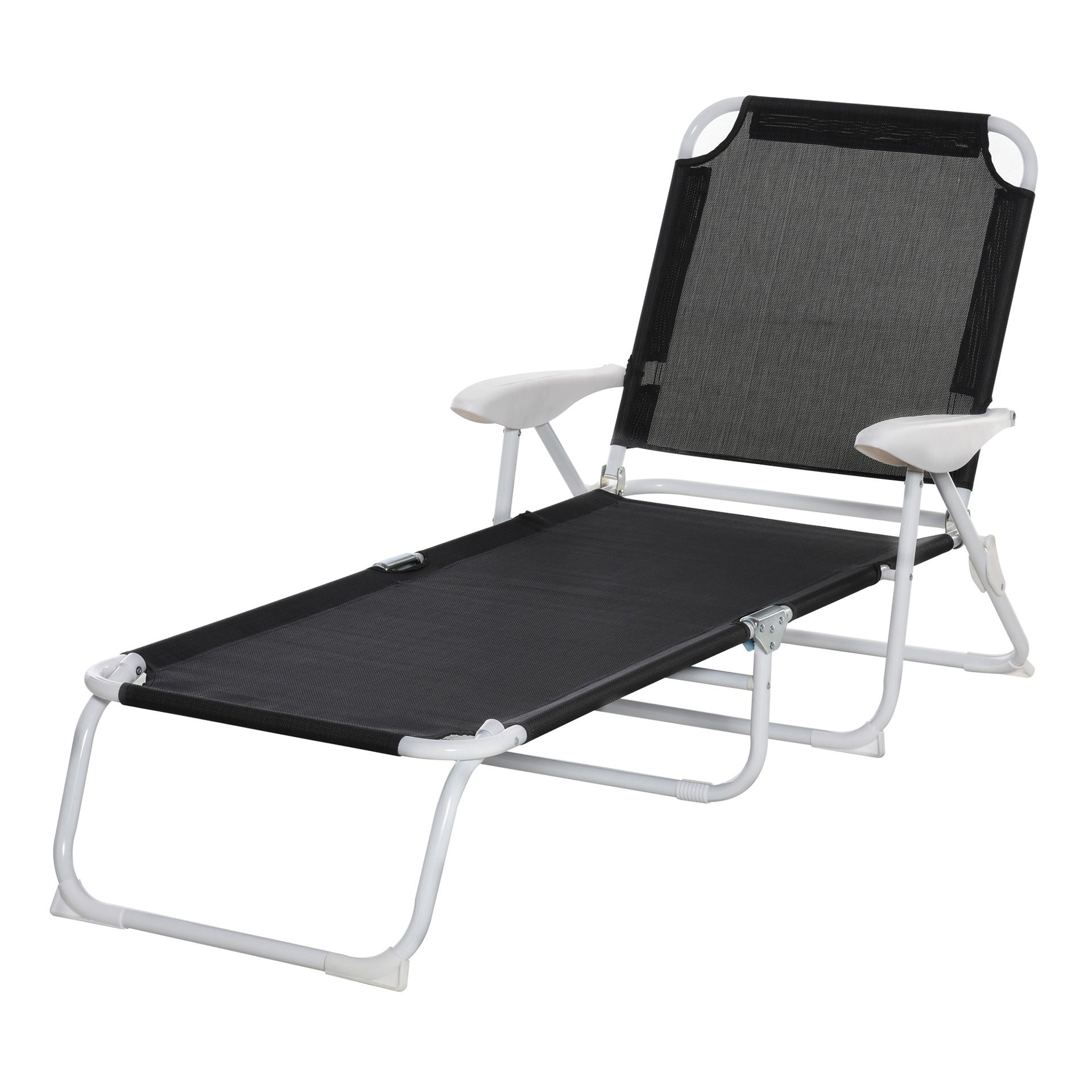 Chaise de plage pliable Airlie de Nancy - Chaise longue - Chaise longue - Noir - Métal - Maille