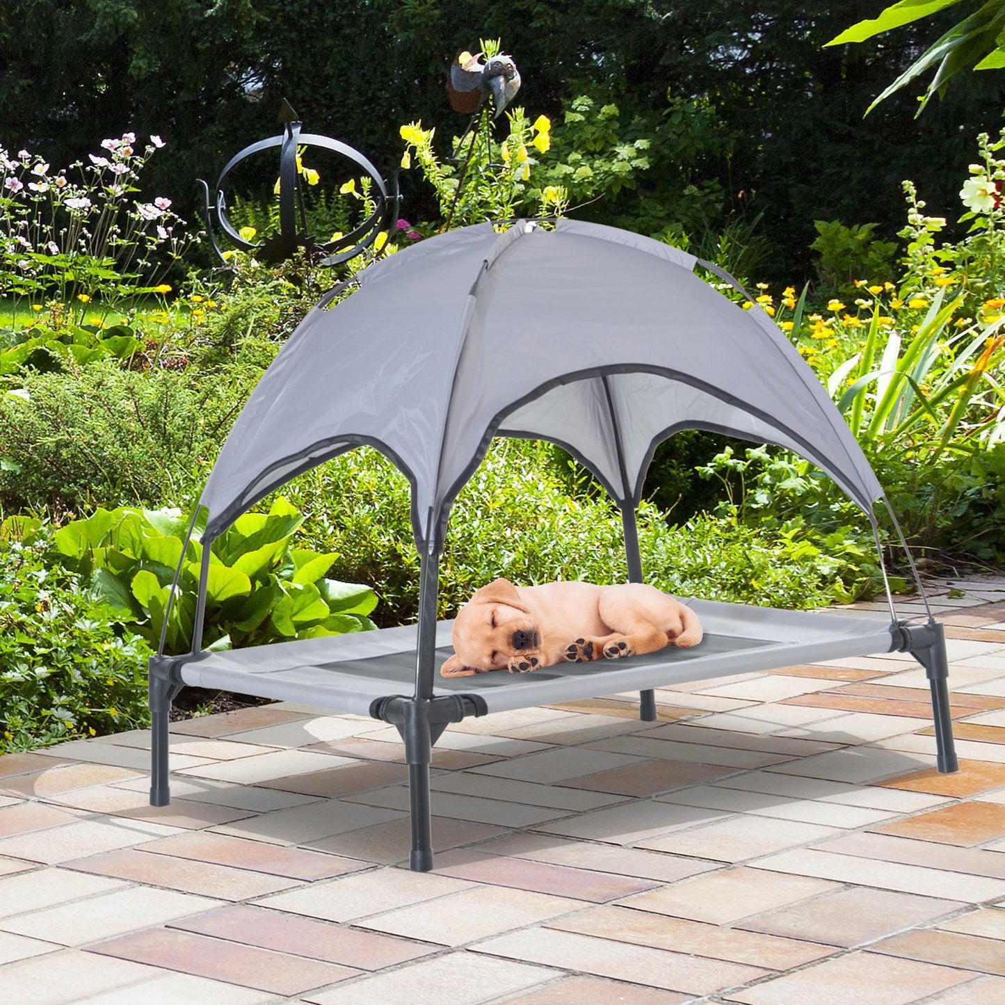 Nancy's Ajax Rock Pet Bed met Luifel - Grijs, Zwart - Metaal, Oxford, Mesh - 24,02 cm x 18,11 cm x 24,02 cm
