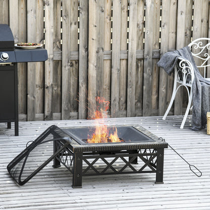 Nancy's Alarie 3-in-1 Fire Bowl - Fire Basket - Outdoor Fireplace - Black - Slate - Steel