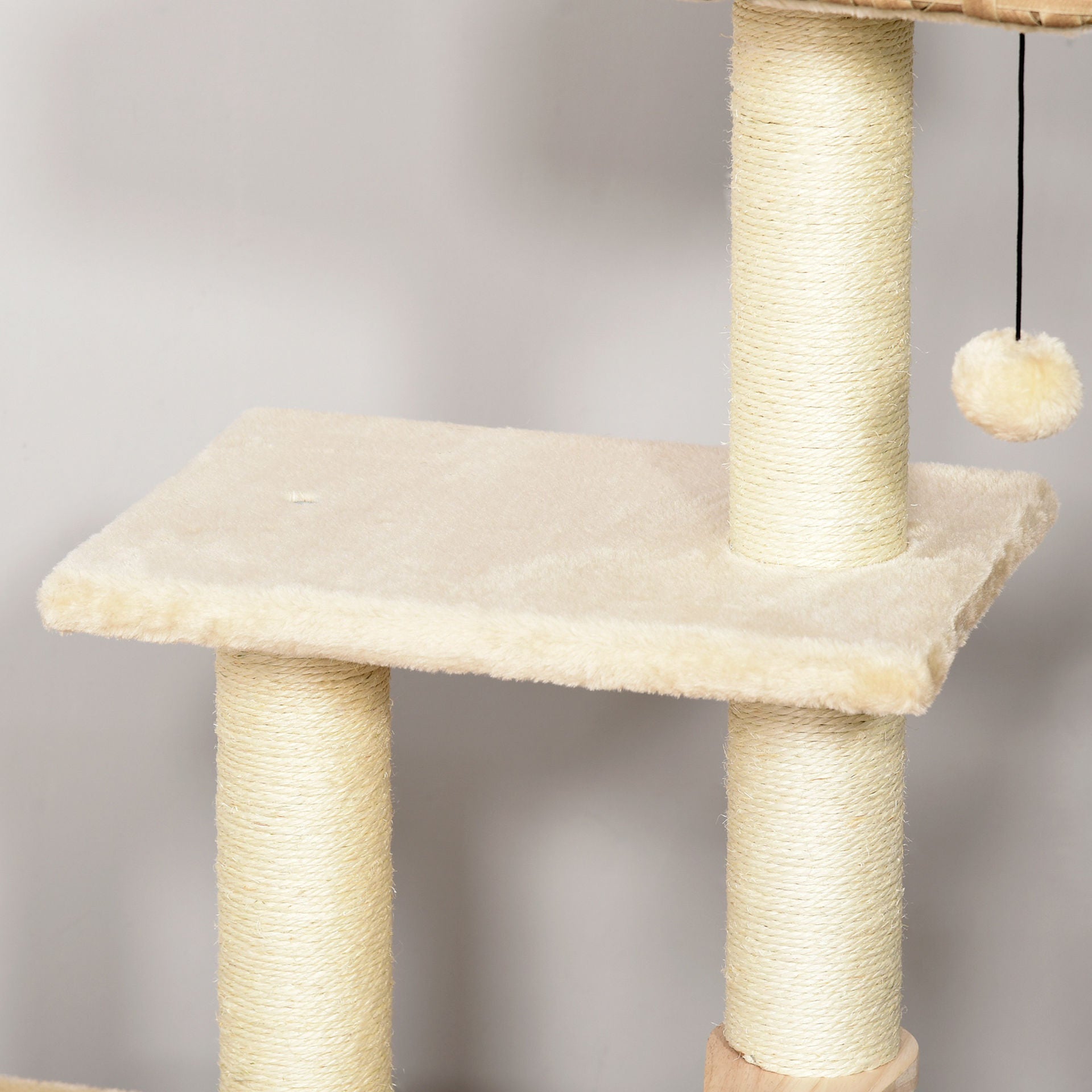 Nancy's Albee Rips kattenboom krab pos - Bruin, Beige - Gefabriceerd Hout, Pluche, Sisal - 23,62 cm x 15,74 cm x 42,91 cm