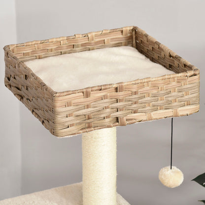 Nancy's Albee Rips kattenboom krab pos - Bruin, Beige - Gefabriceerd Hout, Pluche, Sisal - 23,62 cm x 15,74 cm x 42,91 cm