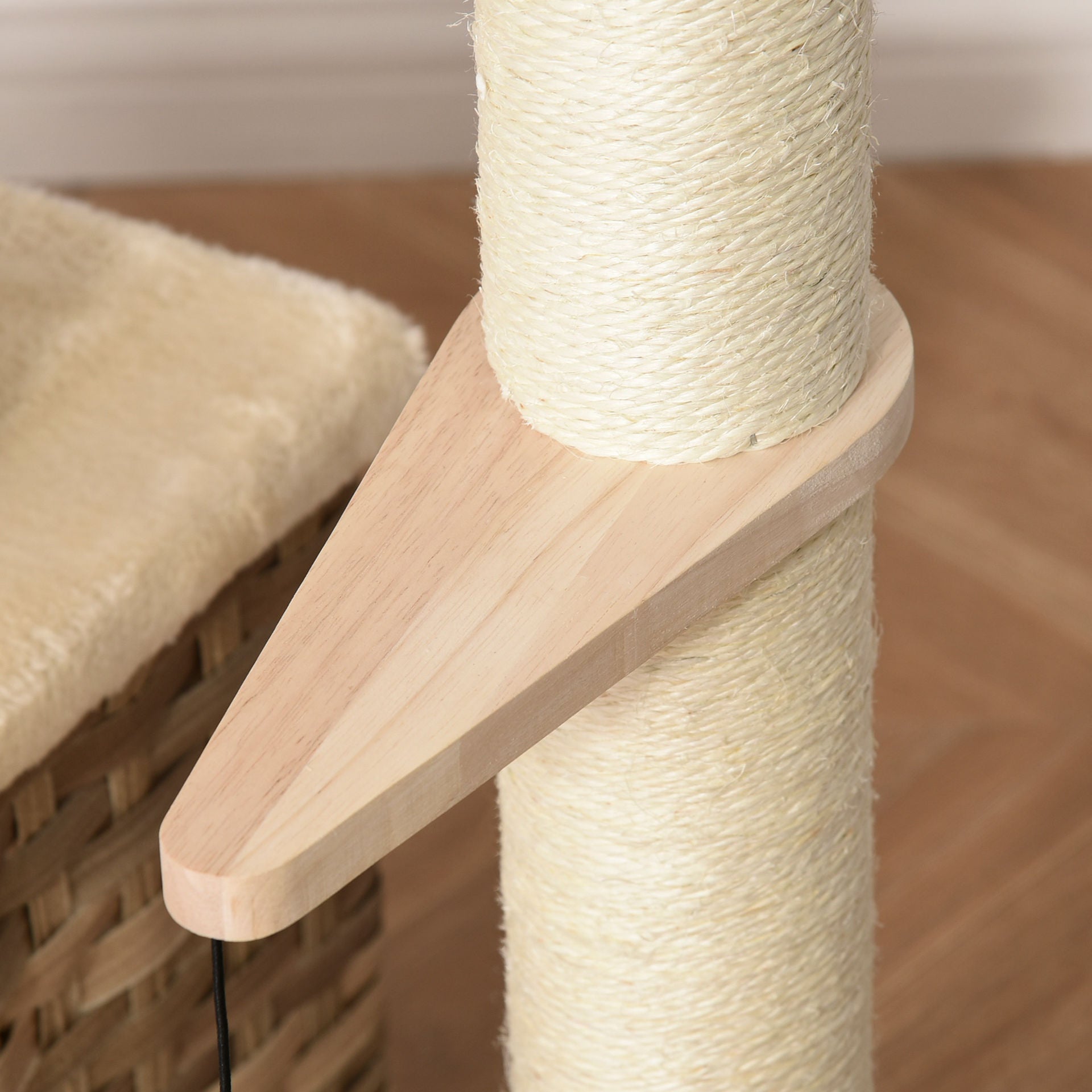 Nancy's Albee Rips kattenboom krab pos - Bruin, Beige - Gefabriceerd Hout, Pluche, Sisal - 23,62 cm x 15,74 cm x 42,91 cm
