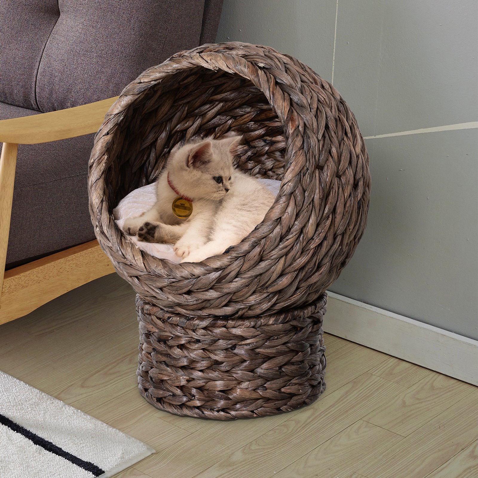 Nancy's Alden Lake Rattan cat bed cat cave cat hut cat bed with pillow