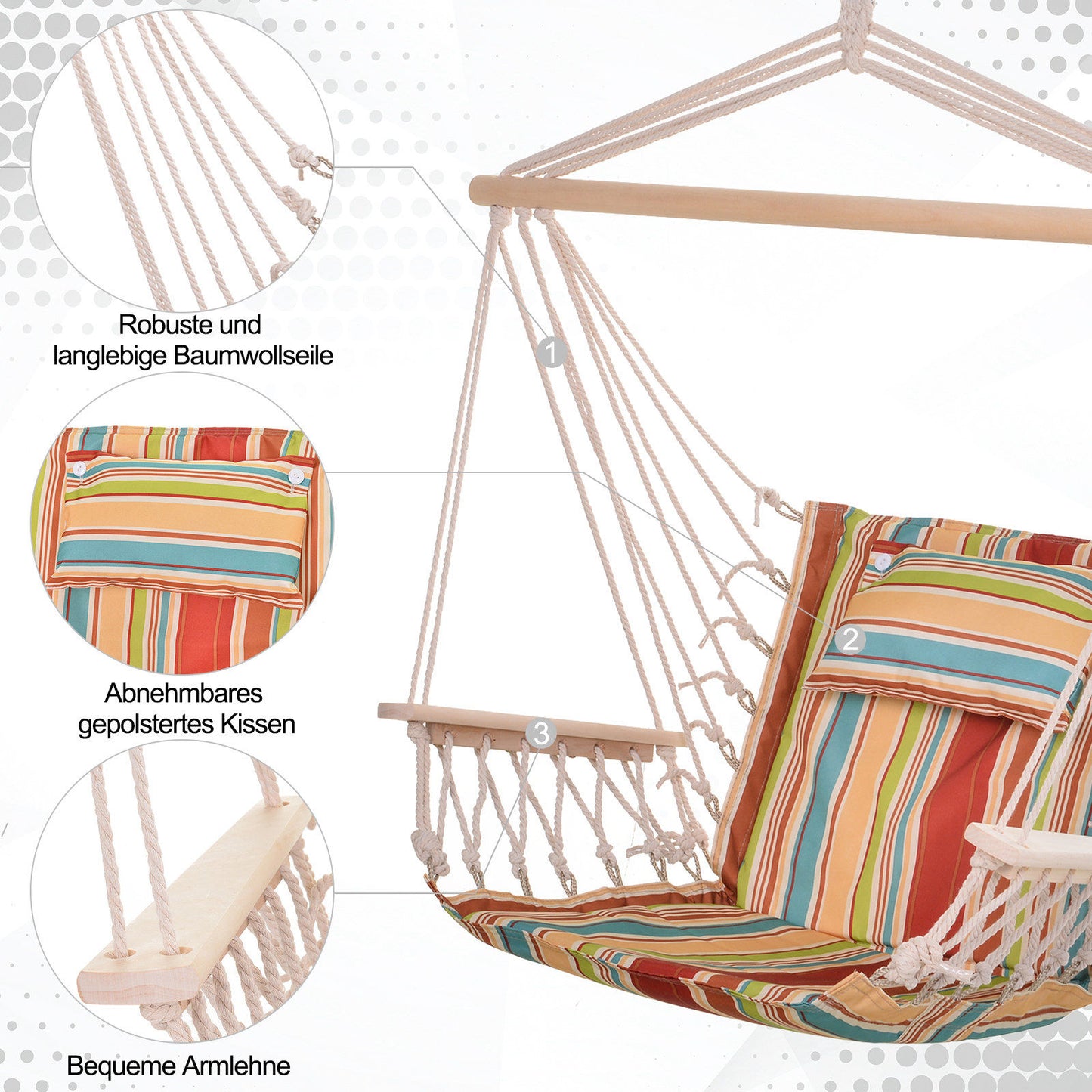 Nancy's Alf Lake Hangstoel Met Kussen - Veelkleurig - Polyester