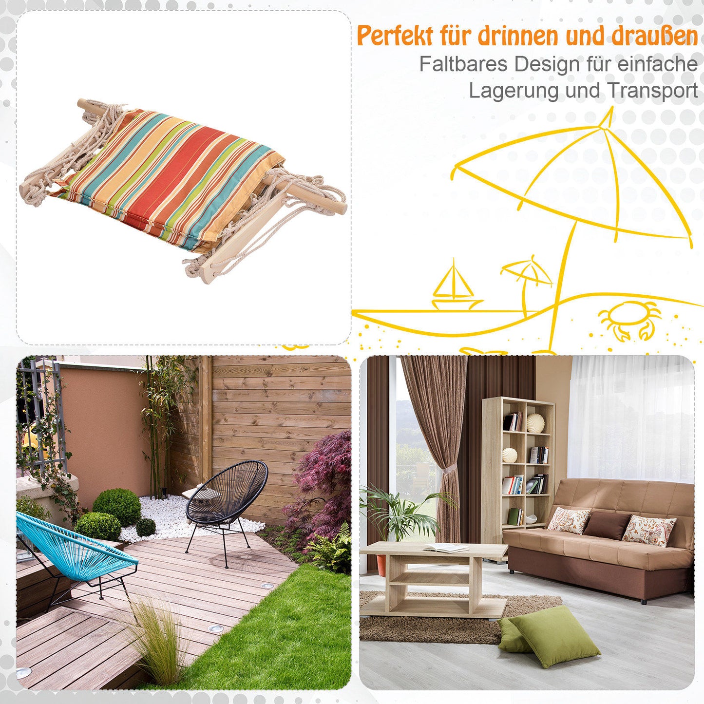 Nancy's Alf Lake Hangstoel Met Kussen - Veelkleurig - Polyester