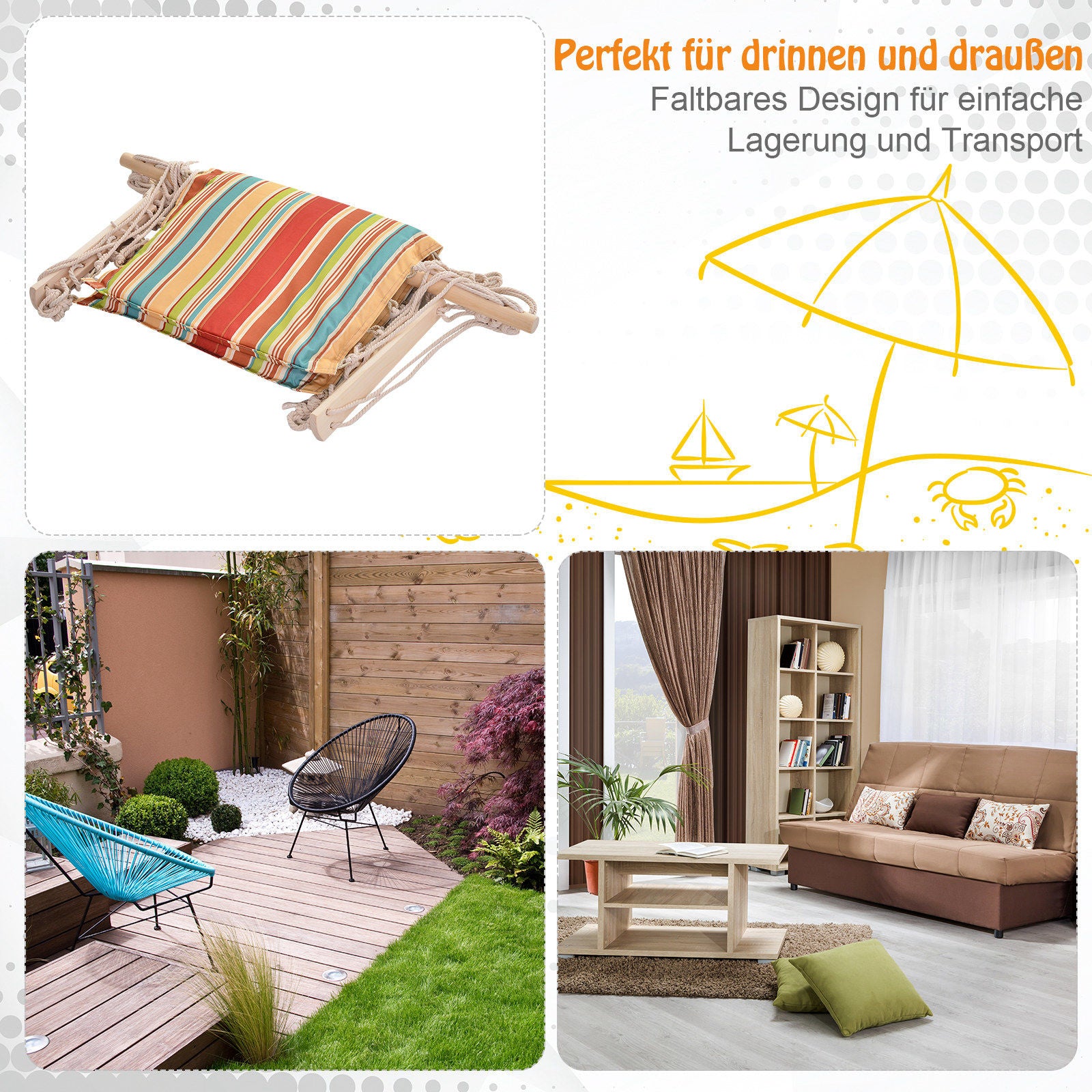 Nancy's Alf Lake Hangstoel Met Kussen - Veelkleurig - Polyester