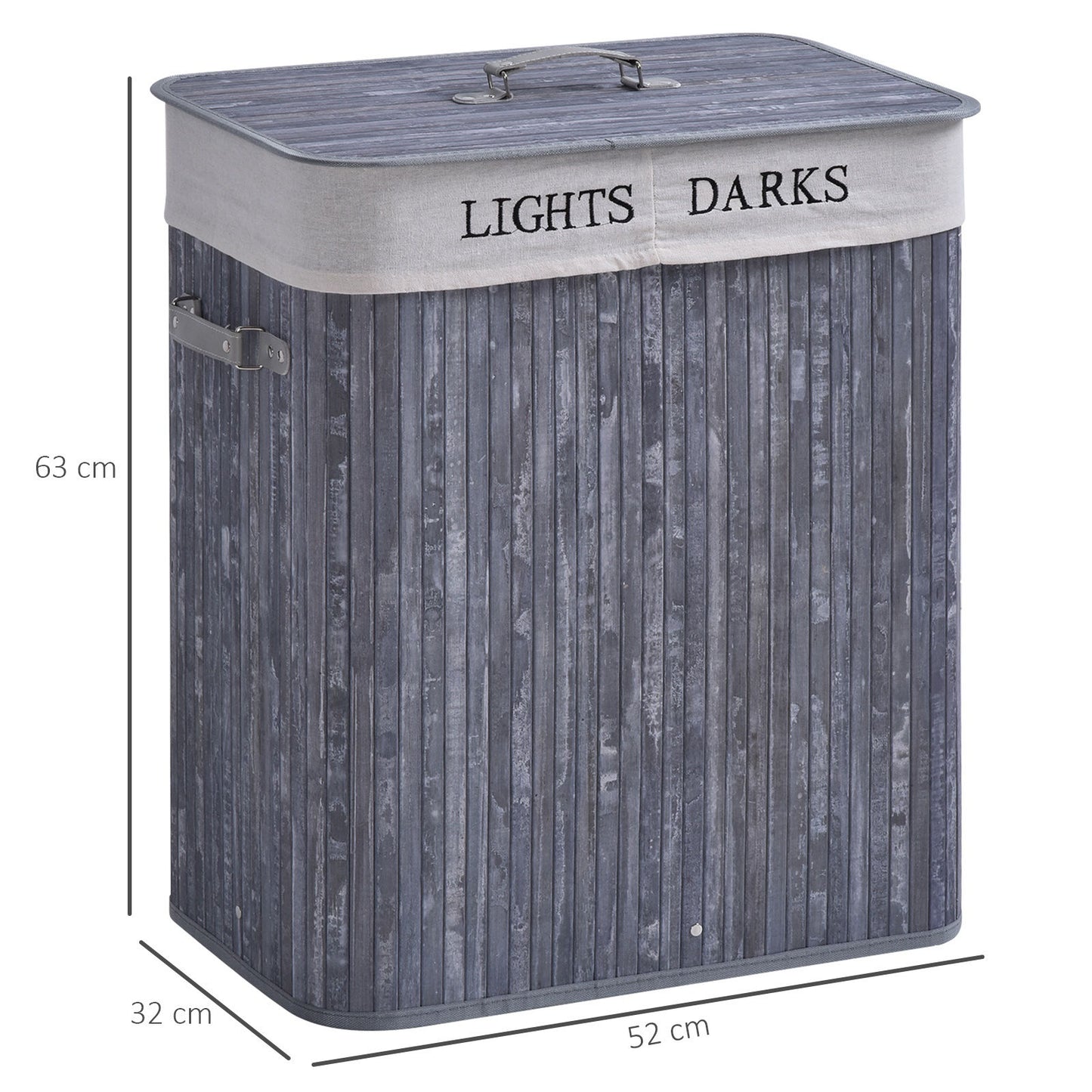 Nancy's Allenford 100L Wasmand - Grijs - Bamboe, Pu - 20,47 cm x 12,59 cm x 24,8 cm