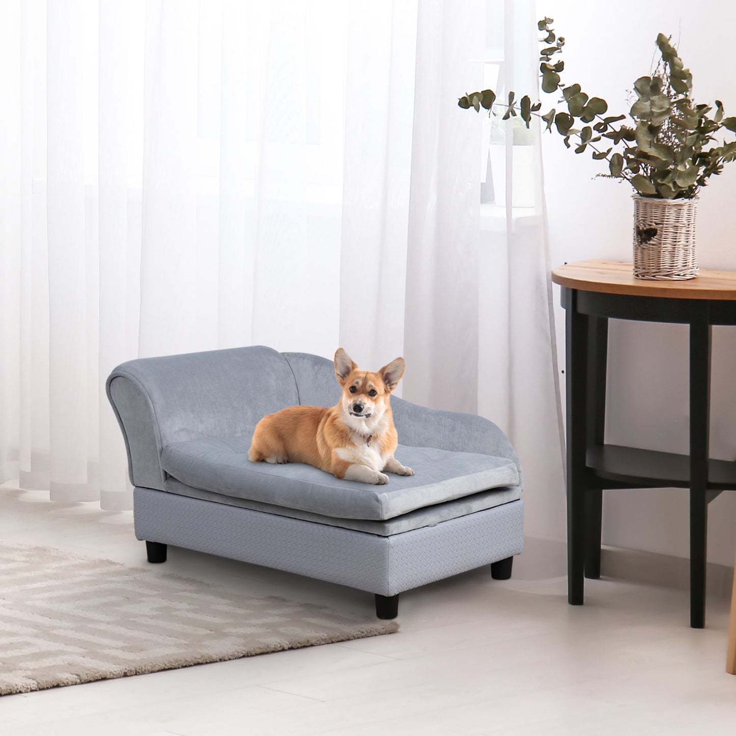 Nancy's Allouez Dierenbank - Blauw - Hout, Pluche, Schuim - 29,92 cm x 17,71 cm x 16,33 cm