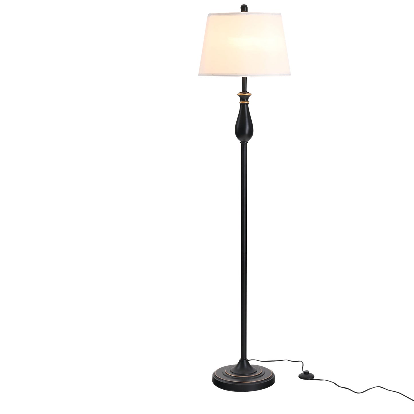 Nancy's Alnwick Set de 3 lampes 2 lampe de table (H 158cm) + 1 lampadaire (H 62cm) Vintage, noir + blanc