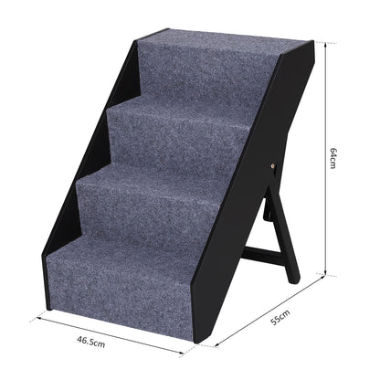 Nancy's Alta Vista Pet Stairs Met Tapijt - Grijs, Bruin - Gefabriceerd Hout, Vilt - 18,3 cm x 21,65 cm x 25,19 cm