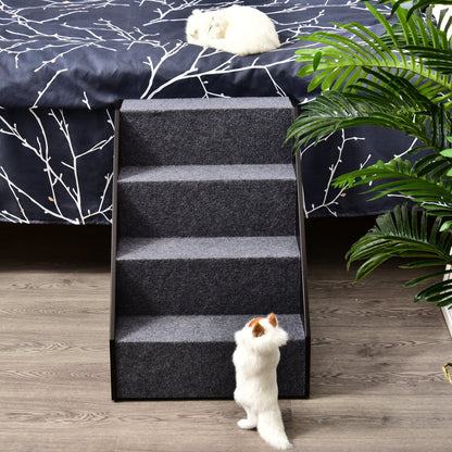 Nancy's Alta Vista Pet Stairs Met Tapijt - Grijs, Bruin - Gefabriceerd Hout, Vilt - 18,3 cm x 21,65 cm x 25,19 cm