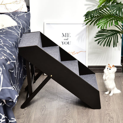 Nancy's Alta Vista Pet Stairs Met Tapijt - Grijs, Bruin - Gefabriceerd Hout, Vilt - 18,3 cm x 21,65 cm x 25,19 cm
