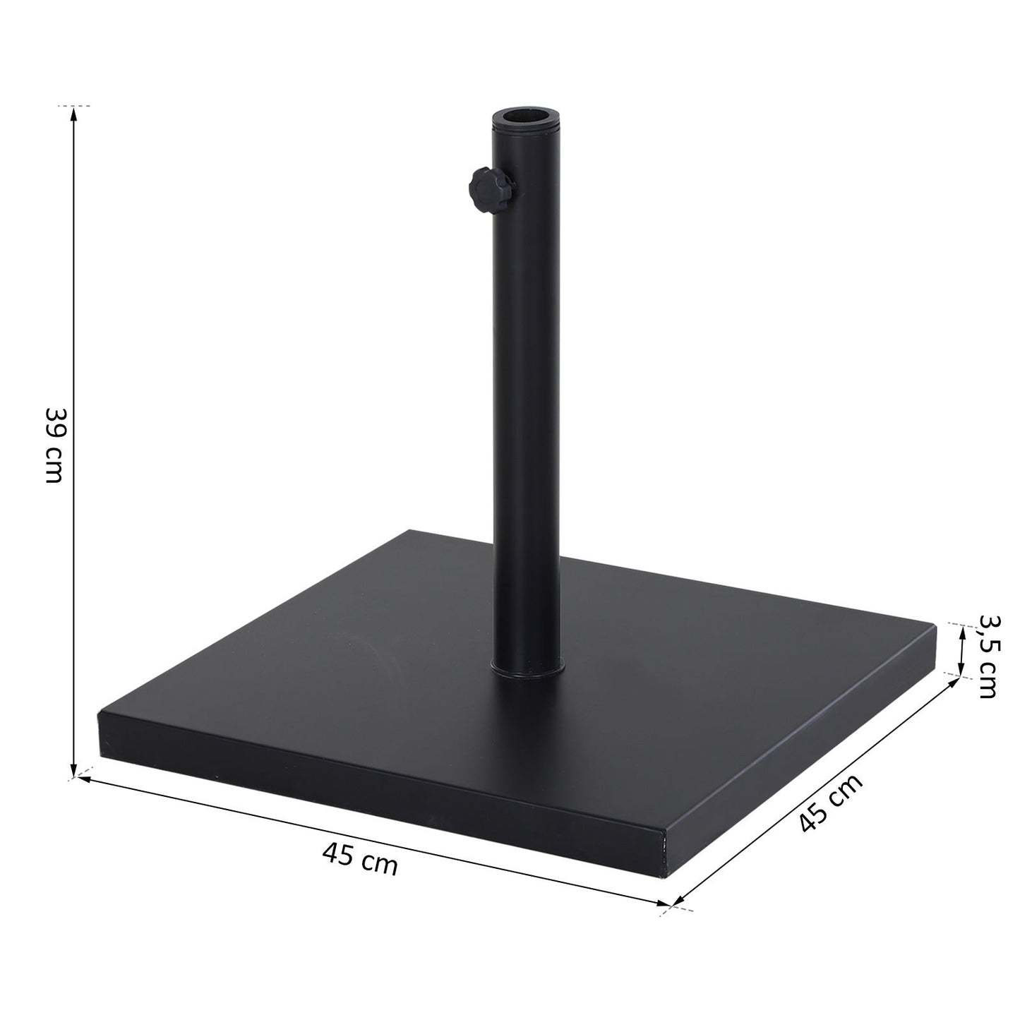Nancy's Amet Sound Parasolstandaard - Zwart - Metaal - Geschikt voor parasolstok Ø35mm, Ø38mm en Ø48mm