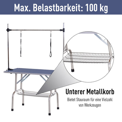 Nancy's Angacline Dierenverzorgingstafel Trimtafel Scheertafel Verzorgingstafel voor honden In hoogte verstelbaar Inklapbaar 107 x 60 x 170 cm