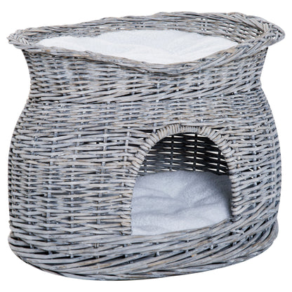 Nancy's Annand Bog Lit pour chat en rotin Cabane pour chat avec coussin Grotte pour chat Maison pour chat avec toit couché