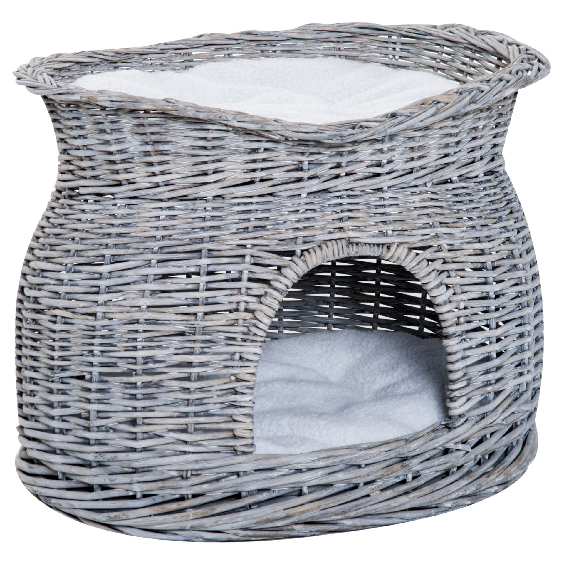 Nancy's Annand Bog Rotan Kattenmand - Kattenhut met kussen - Kattengrot - Kattenhuis - Grijs