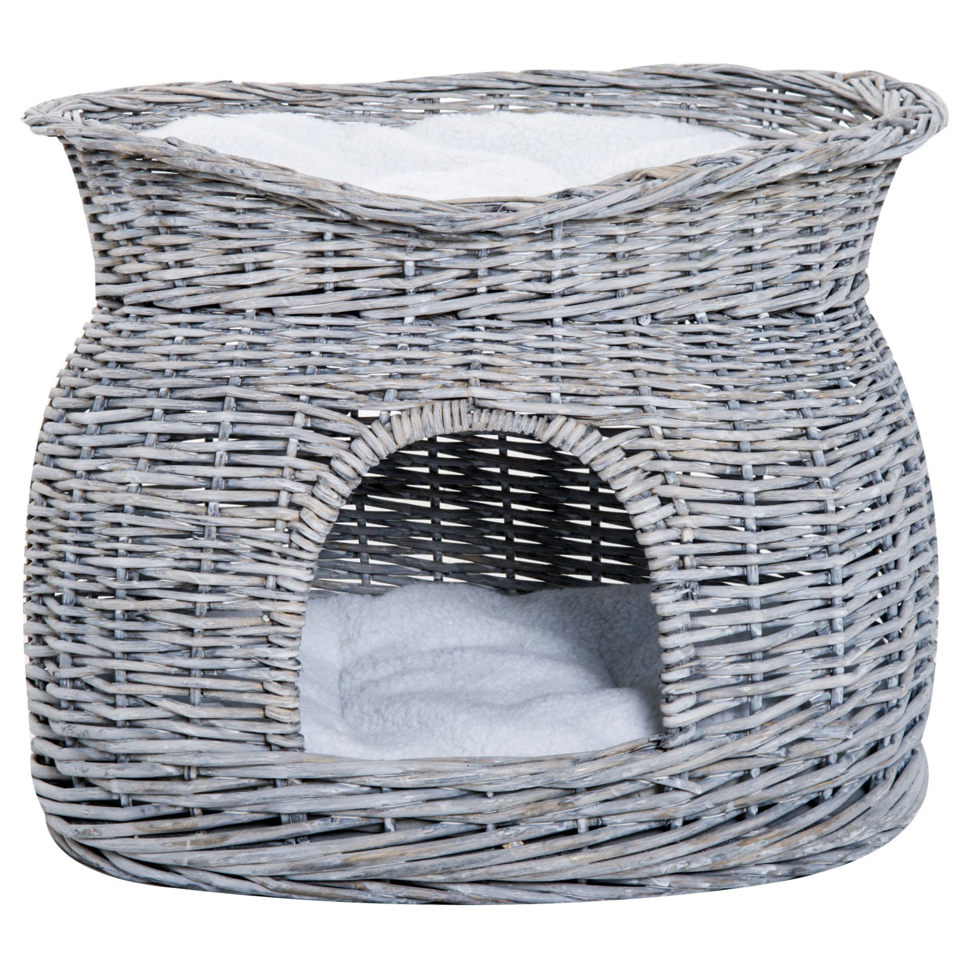 Nancy's Annand Bog Rotan Kattenmand - Kattenhut met kussen - Kattengrot - Kattenhuis - Grijs
