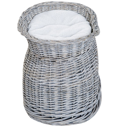 Nancy's Annand Bog Rotan Kattenmand - Kattenhut met kussen - Kattengrot - Kattenhuis - Grijs