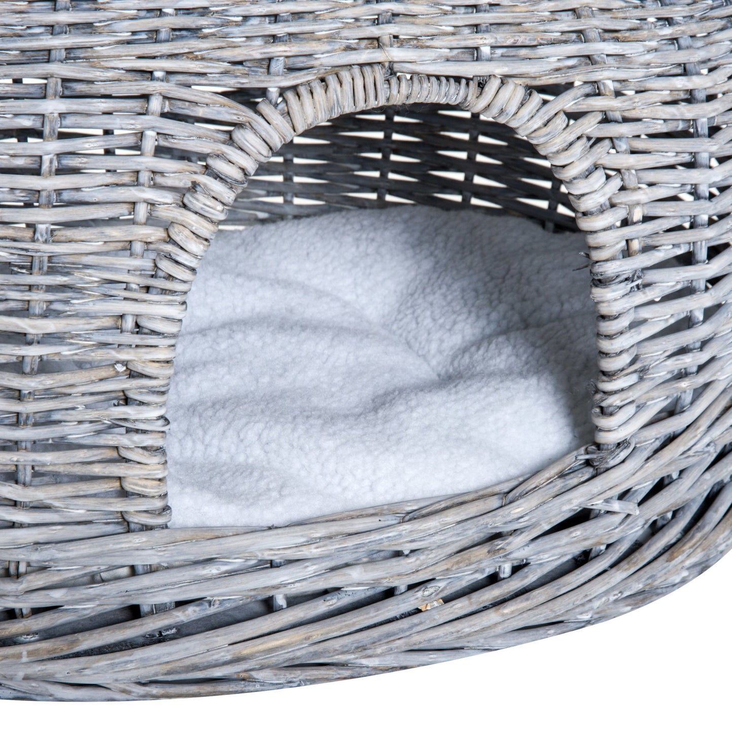 Nancy's Annand Bog Rotan Kattenmand - Kattenhut met kussen - Kattengrot - Kattenhuis - Grijs