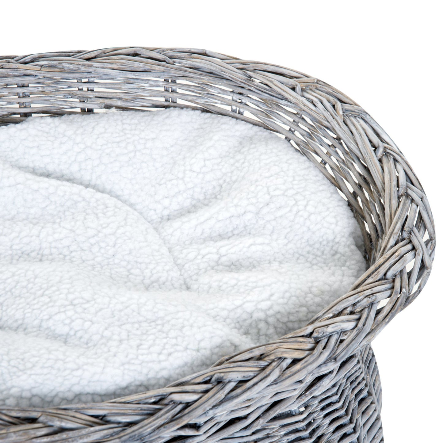 Nancy's Annand Bog Rotan Kattenmand - Kattenhut met kussen - Kattengrot - Kattenhuis - Grijs