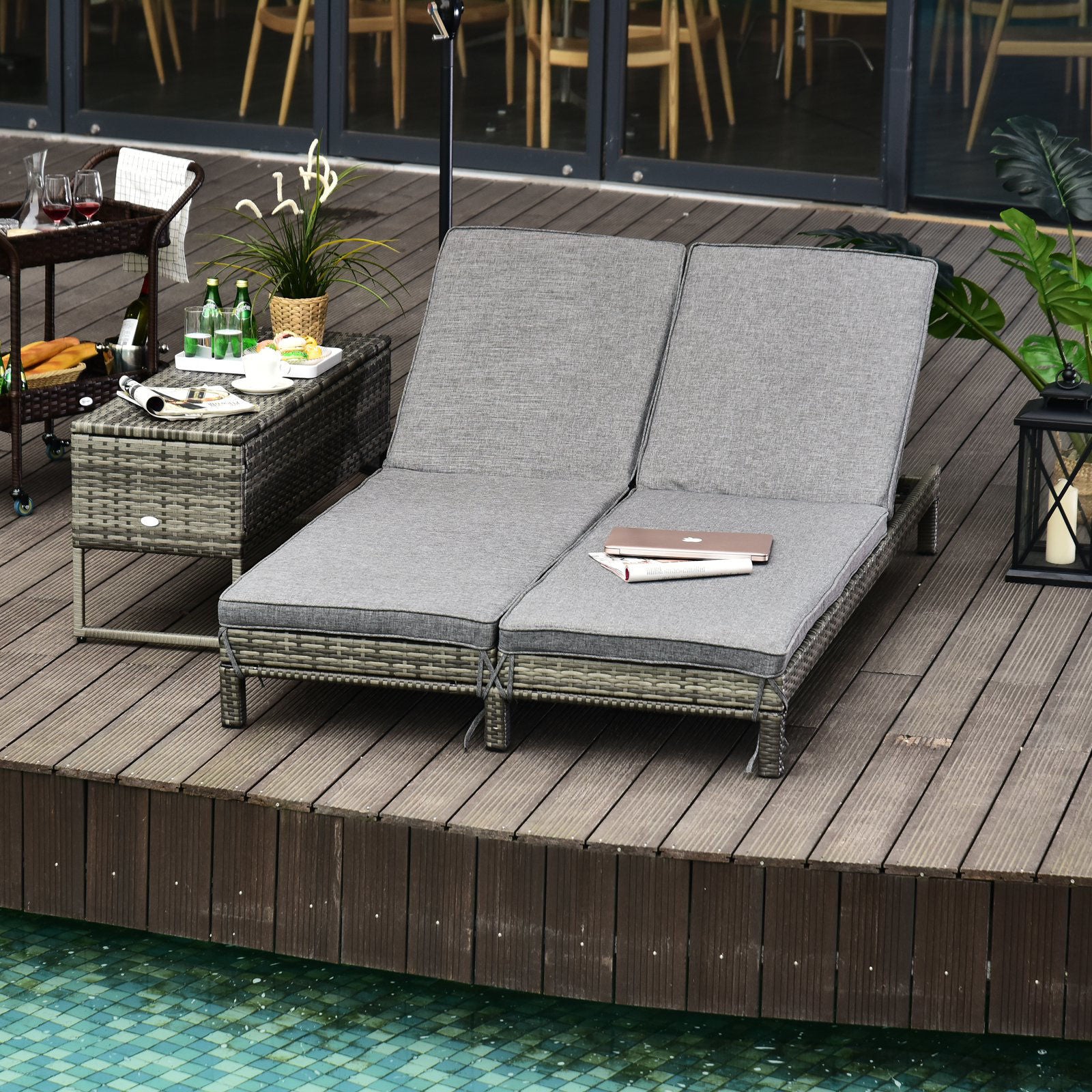 Nancy's Annie Rock Garden Double Lounger - Lounge Bed - Gray