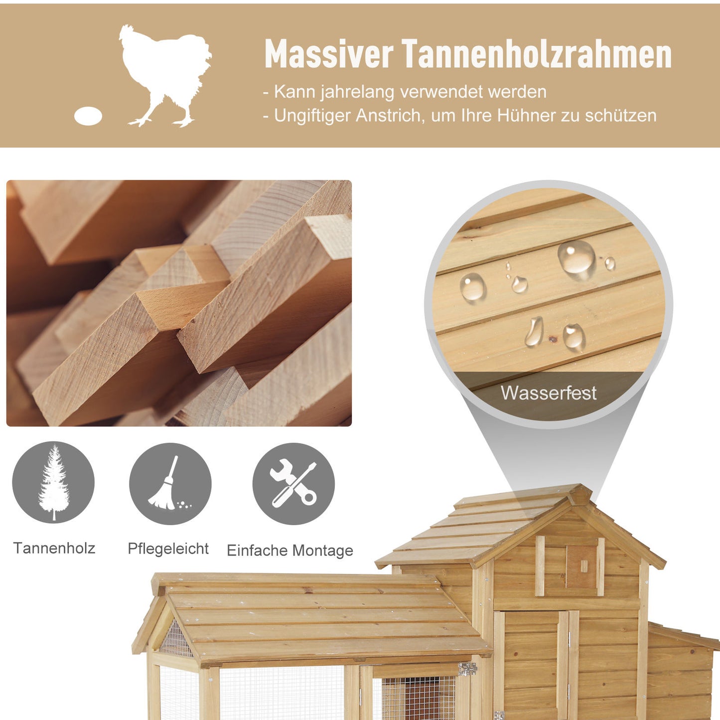 Nancy's Anoma Lea Hen House - Bruin - Firwood - 59,25 cm x 21,25 cm x 34,25 cm