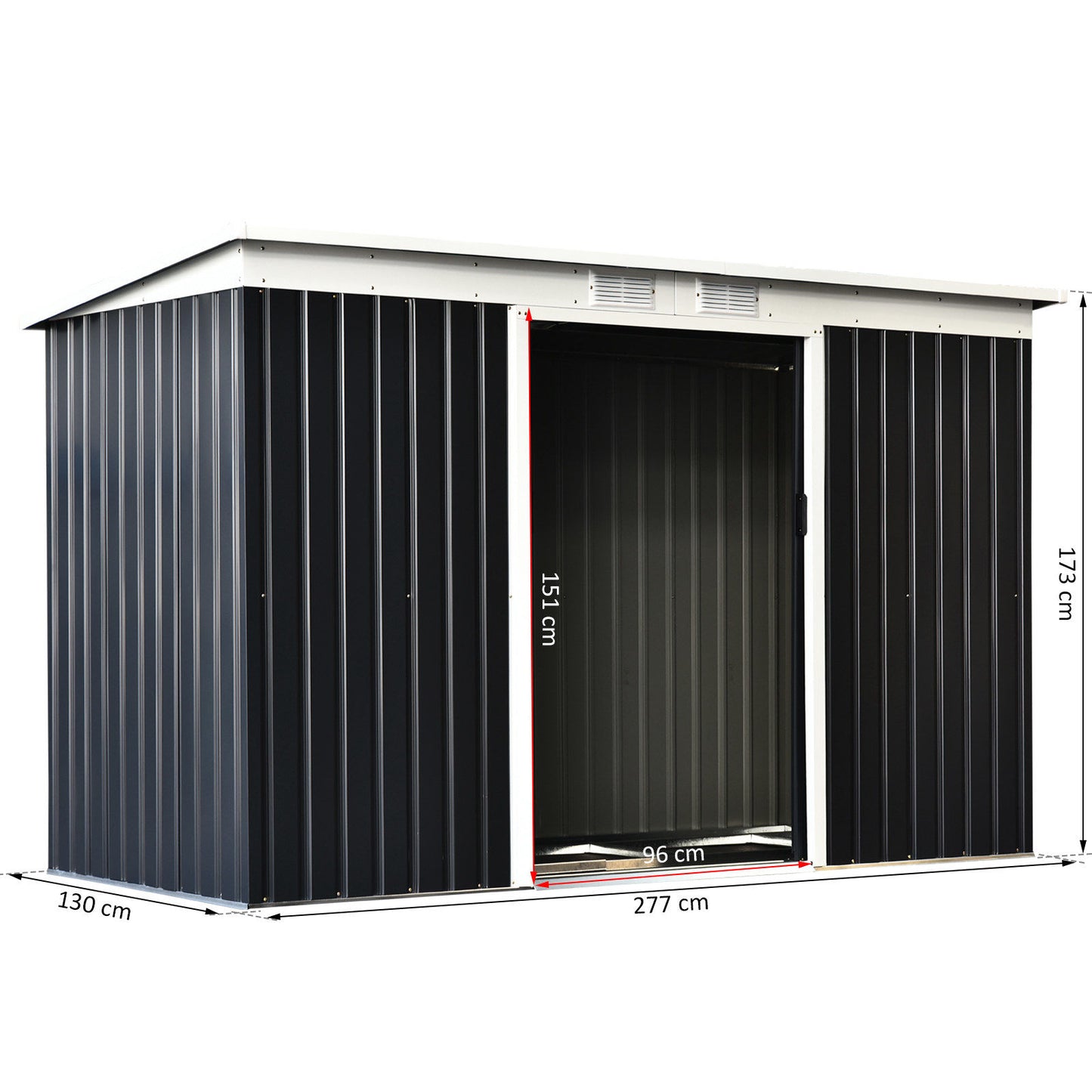 Nancy's Ansonia Gereedschapsschuur met schuifdeur - Opbergschuur - Tuinschuur - Grijs - 280 x 130 cm