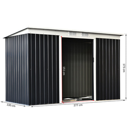 Nancy's Ansonia Gereedschapsschuur met schuifdeur - Opbergschuur - Tuinschuur - Grijs - 280 x 130 cm