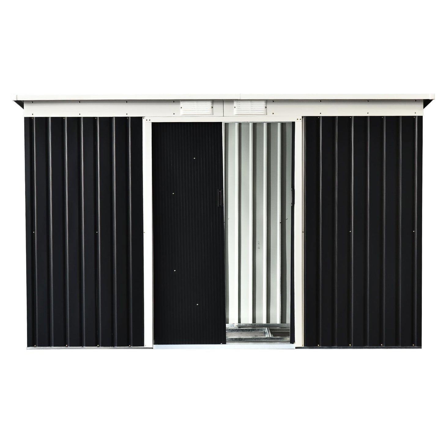 Nancy's Ansonia Gereedschapsschuur met schuifdeur - Opbergschuur - Tuinschuur - Grijs - 280 x 130 cm