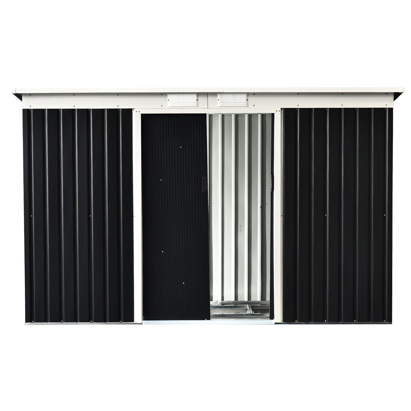 Nancy's Ansonia Gereedschapsschuur met schuifdeur - Opbergschuur - Tuinschuur - Grijs - 280 x 130 cm