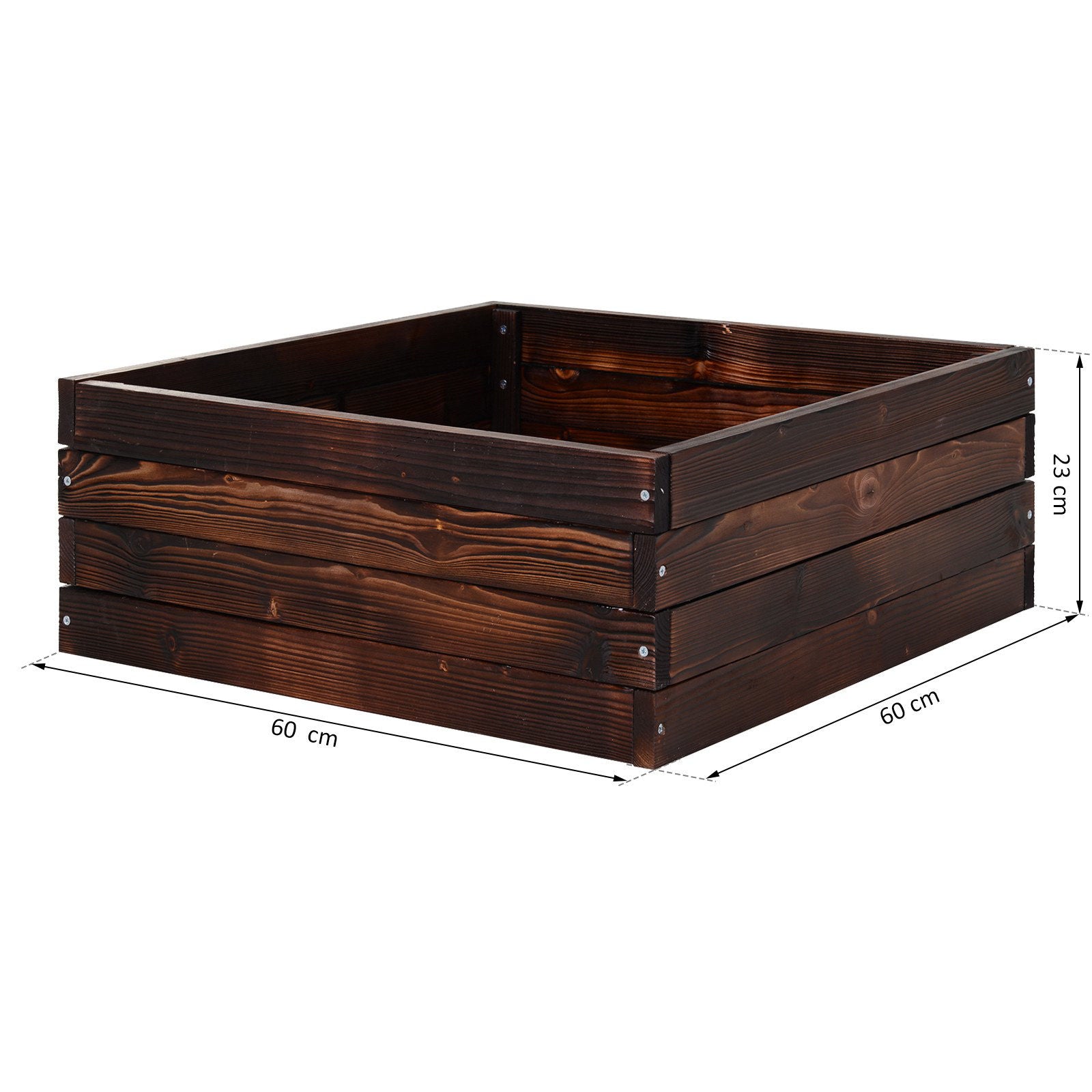 Nancy's Anzac Raised Bed Planter Box - Dark Brown - Spruce Wood - 23.62 cm x 23.62 cm x 9.06 cm
