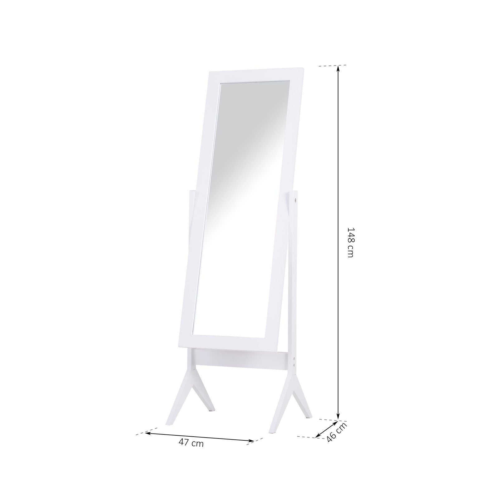 Nancy's Apps Marsh Full Length Mirror - Wit - Gefabriceerd hout, glas, spiegel - 18,5 cm x 18,11 cm x 58,26 cm