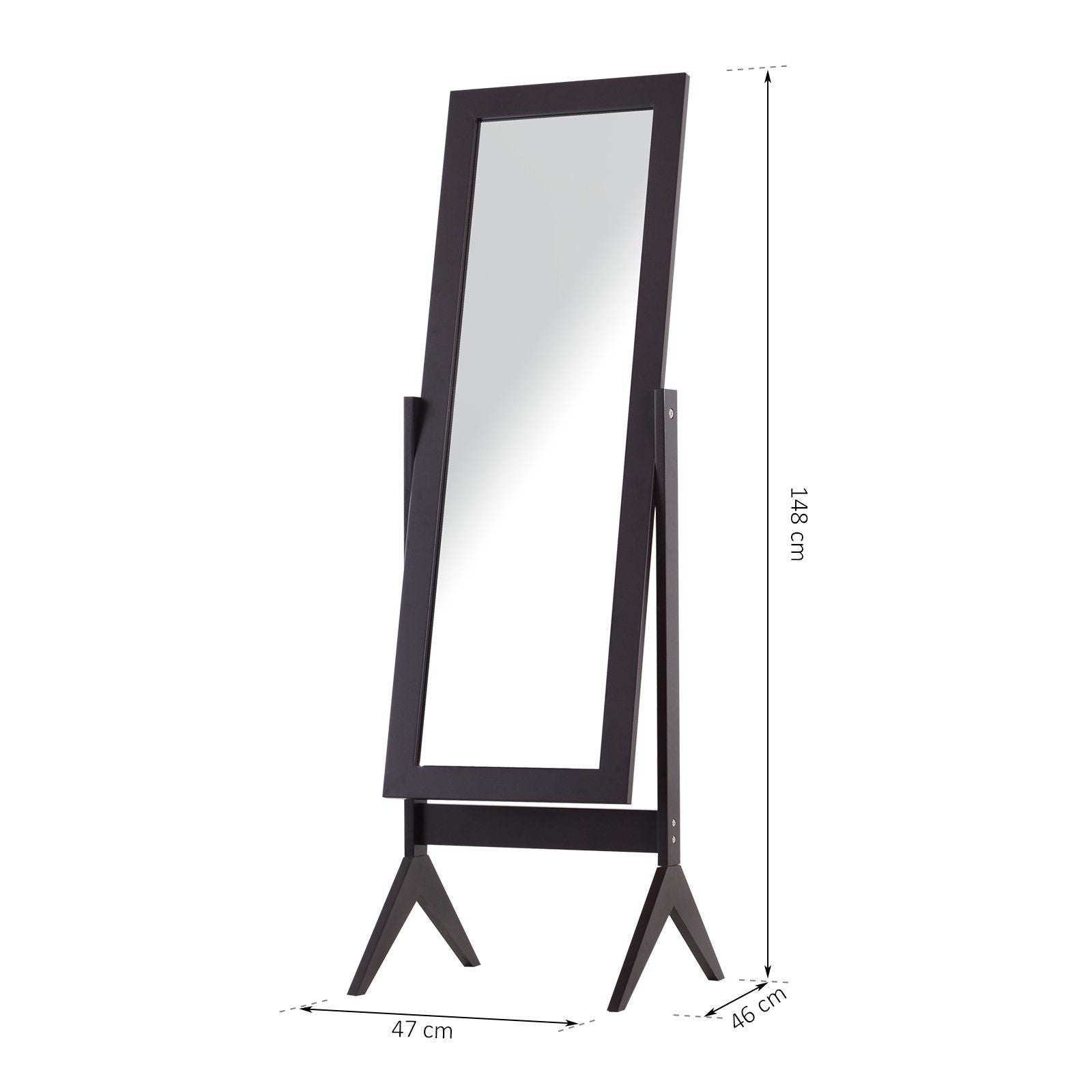 Nancy's Aquaforte Staande Spiegel - Zwart - Gefabriceerd Hout, Glas - 18,5 cm x 18,11 cm x 58,27 cm