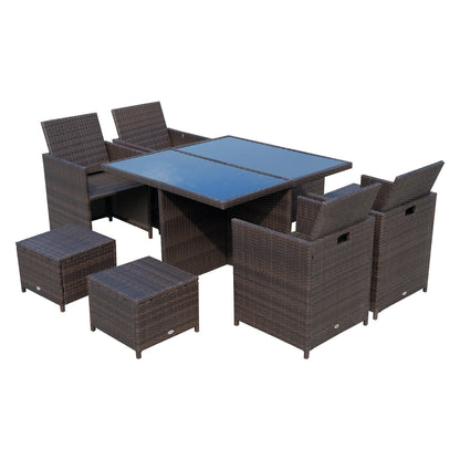 Nancy's Ardendale Polyrattan Tuinset 9-delig met kussens - Tuintafel set - Tuinmeubelen - Bruin - Rotan