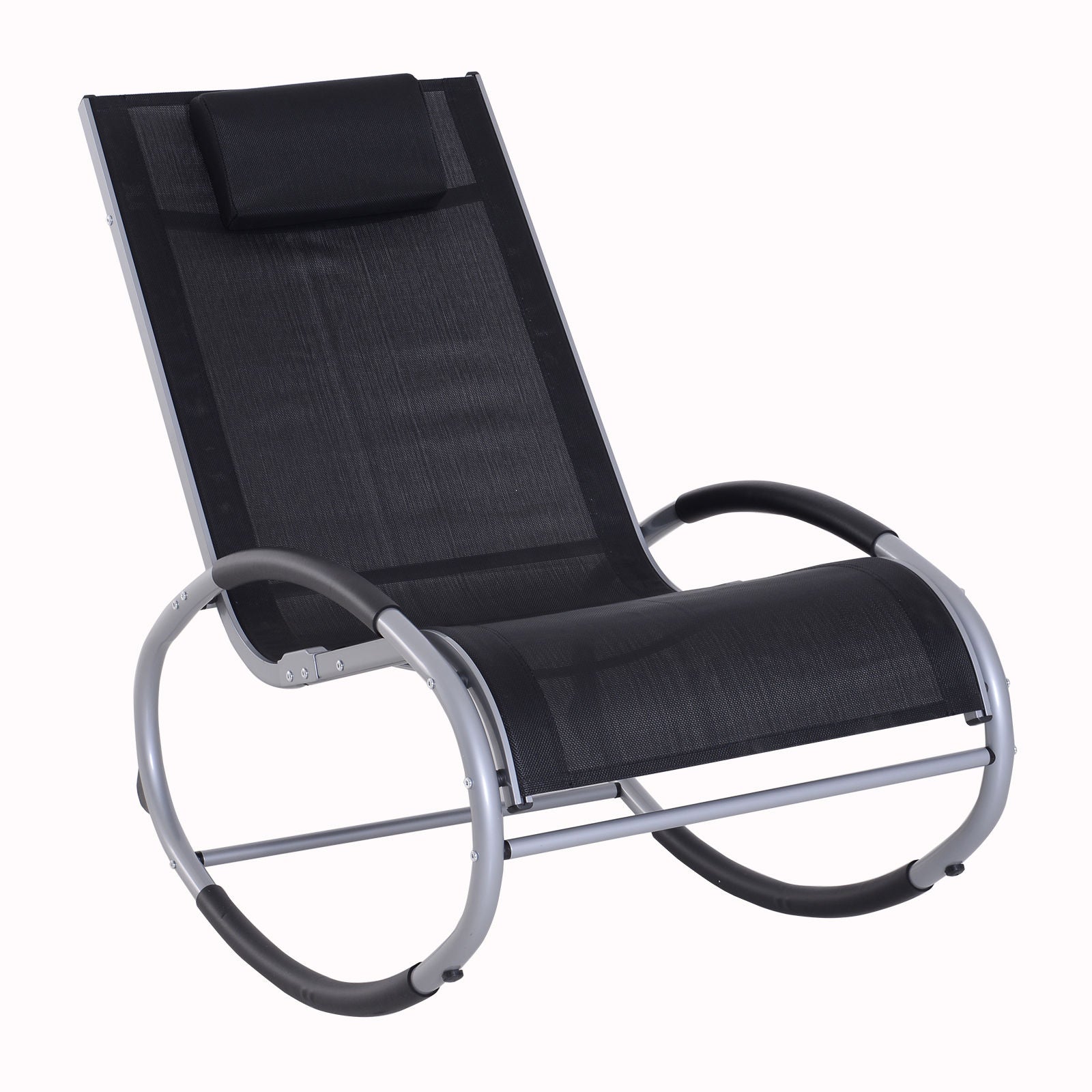 Nancy's Argenteuil Rocking Chair with Cushion - Black - Aluminum, Textilene - 47.24 cm x 24.01 cm x 34.64 cm