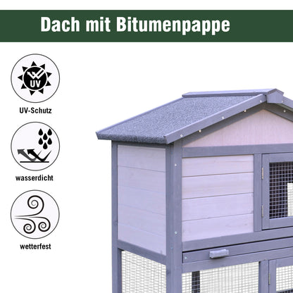 Nancy's Arkell Konijnenkooi - Grijs, Wit - Firwood, Metaal, Bitumen Vilt - 57,87 cm x 21,25 cm x 33,07 cm