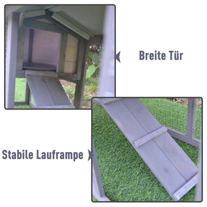 Nancy's Arkell Konijnenkooi - Grijs, Wit - Firwood, Metaal, Bitumen Vilt - 57,87 cm x 21,25 cm x 33,07 cm