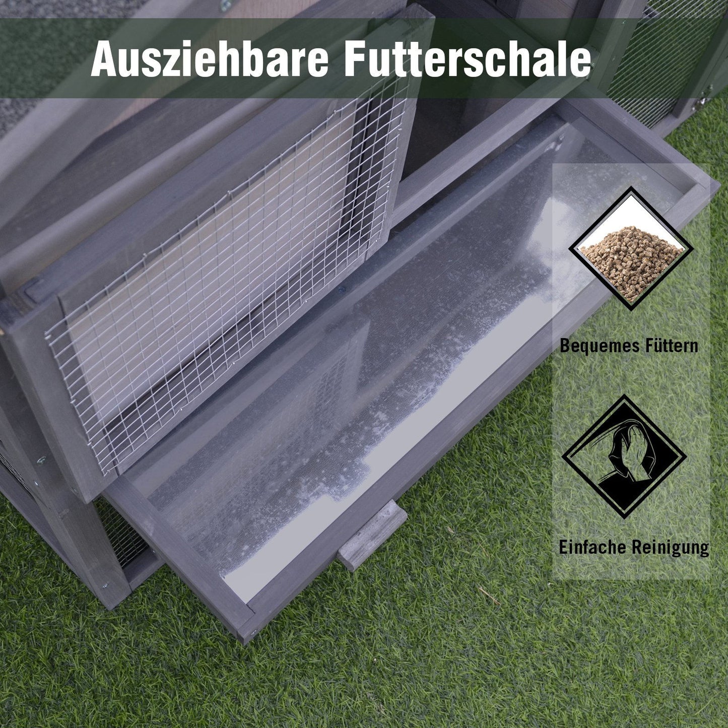 Nancy's Arkell Konijnenkooi - Grijs, Wit - Firwood, Metaal, Bitumen Vilt - 57,87 cm x 21,25 cm x 33,07 cm