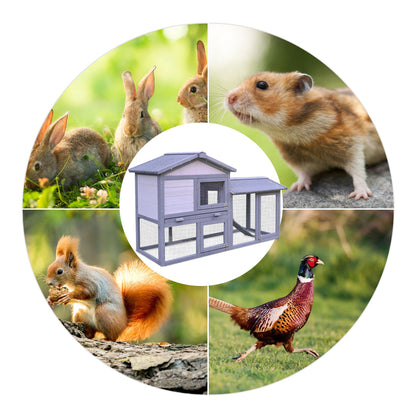 Nancy's Arkell Konijnenkooi - Grijs, Wit - Firwood, Metaal, Bitumen Vilt - 57,87 cm x 21,25 cm x 33,07 cm