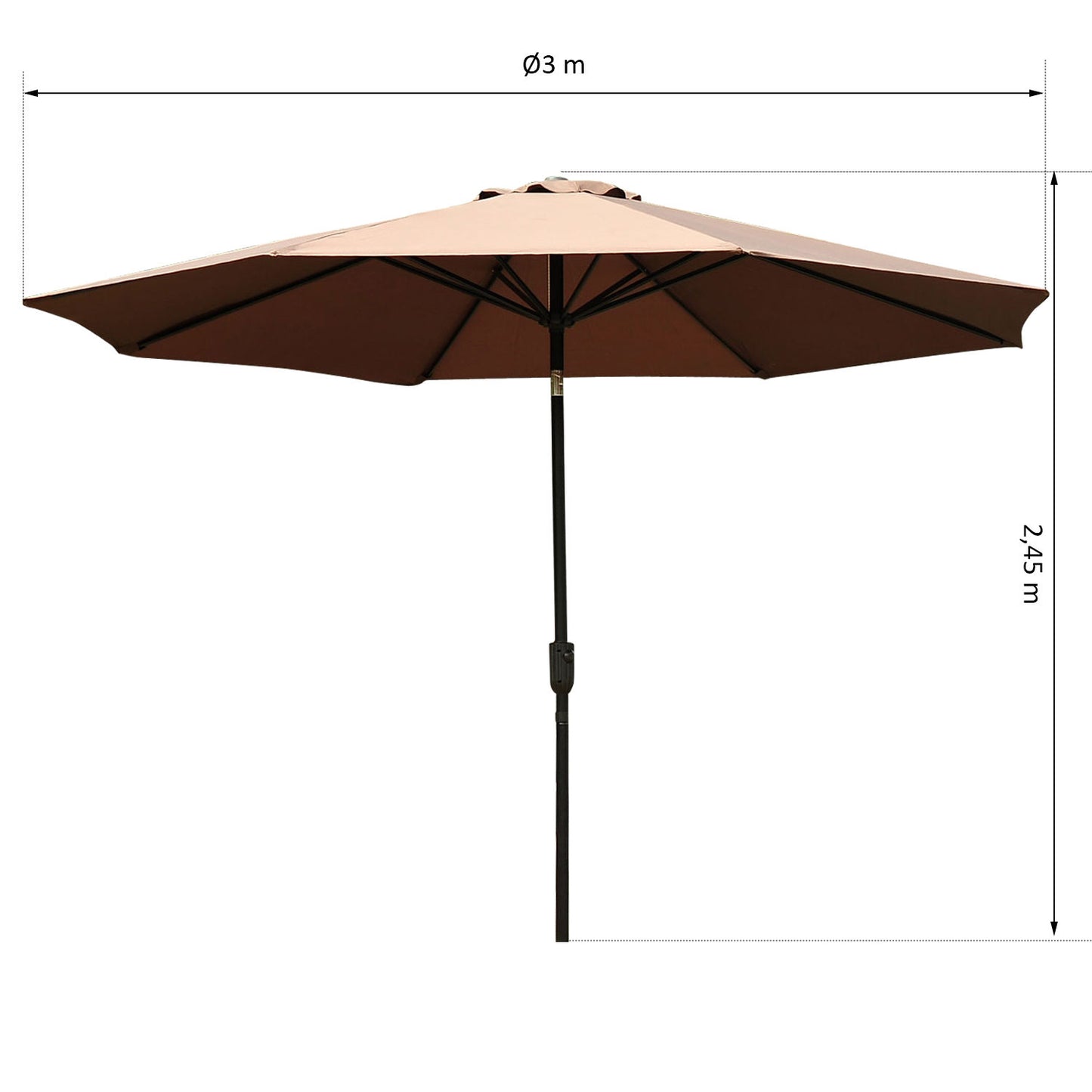 Nancy's Arkona Tuinparasol - Zonnescherm - Zwart - Ø 300 cm