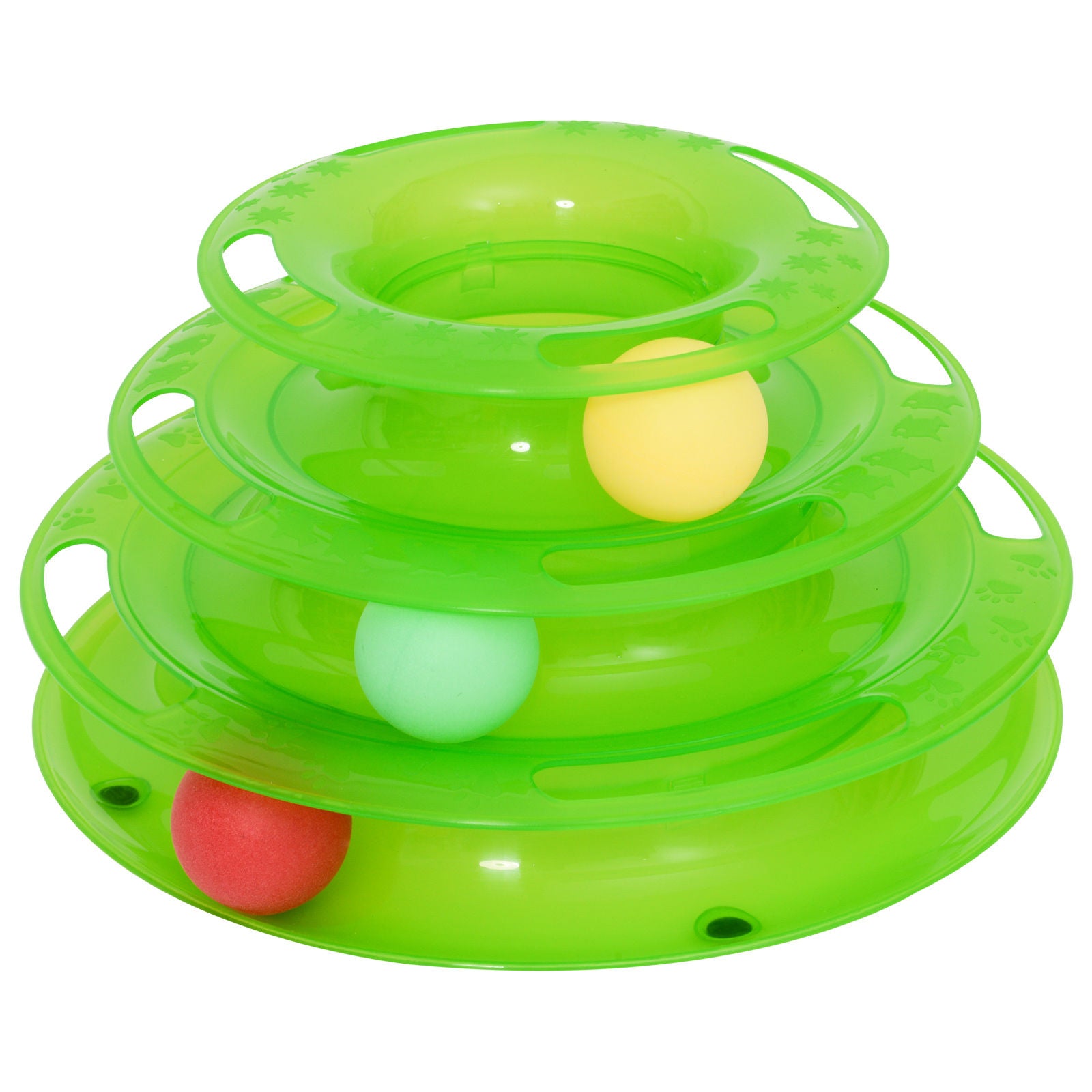 Jouet pour chat Nancy's Armadale Play Tower avec 3 balles, plastique respectueux des animaux
