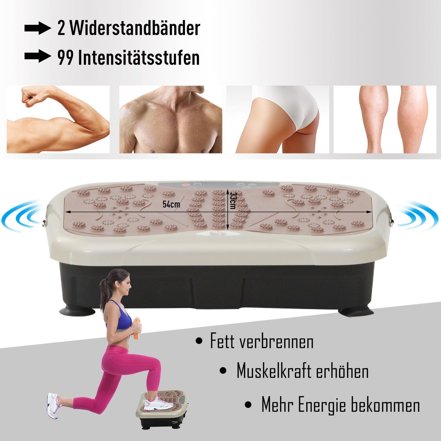 Nancy's Armow Trilplaat - Trilapparaat - Fitnesstrainer - Vibratietrainer - LED-scherm - Muziekfunctie