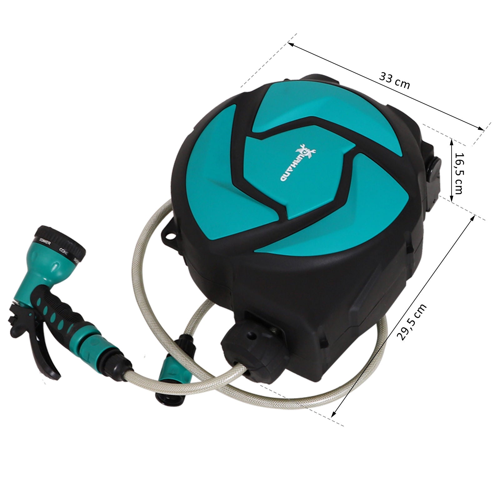 Nancy's Armstrong Tuinslanghaspel, slanghaspel, 180° draaibaar met multi-shower, vorstbeveiliging, 10 meter