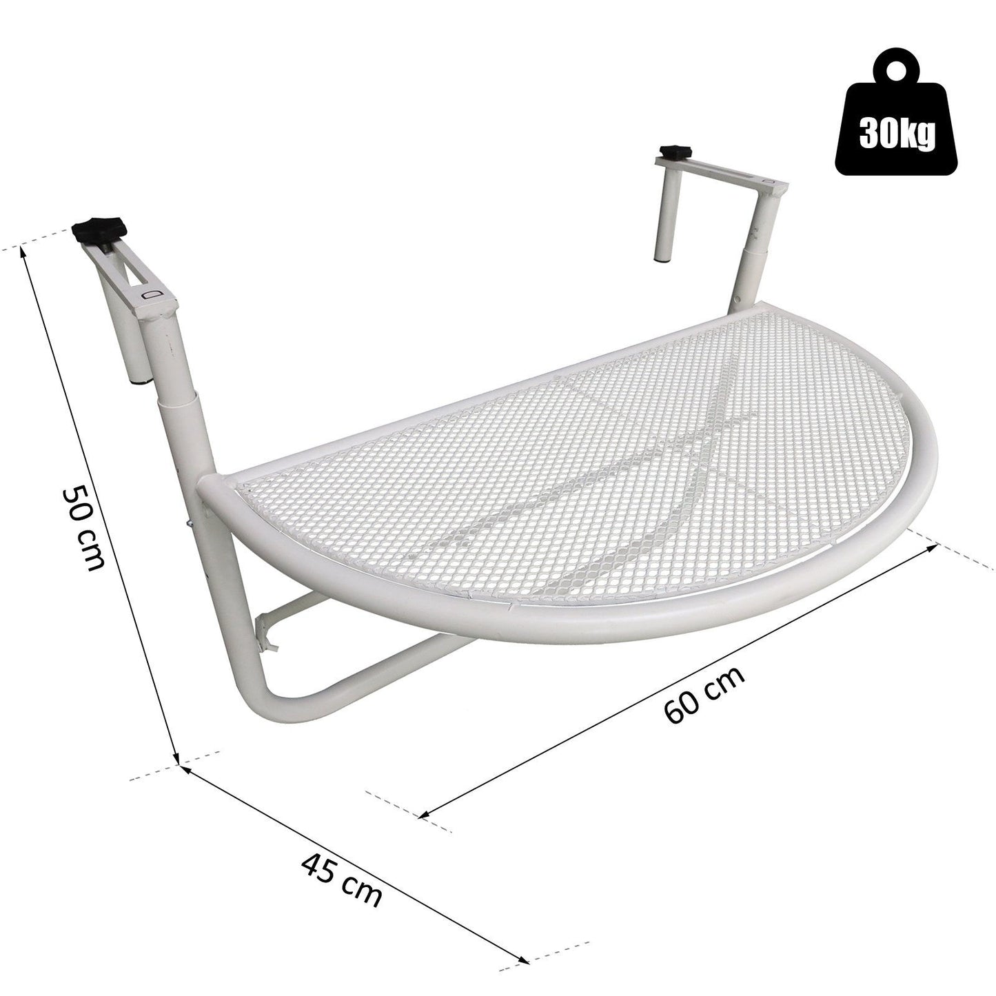 Nancy's Arntfield Balkon Hangtafel - Wit - Metaal - 45 x 60 x 50 cm