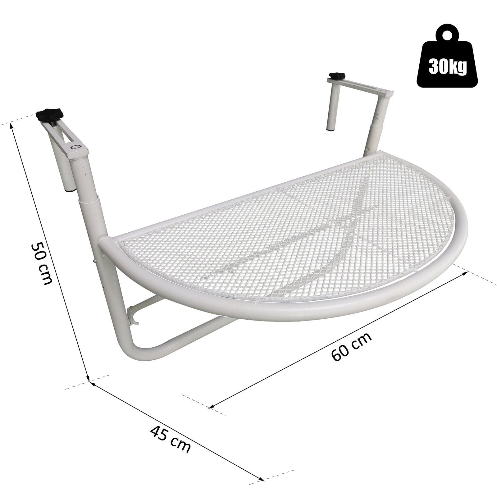 Nancy's Arntfield Balkon Hangtafel - Wit - Metaal - 45 x 60 x 50 cm