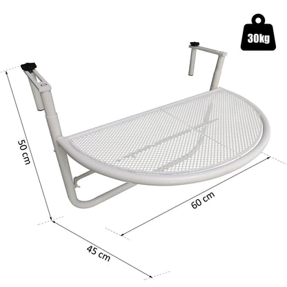 Nancy's Arntfield Balkon Hangtafel - Wit - Metaal - 45 x 60 x 50 cm