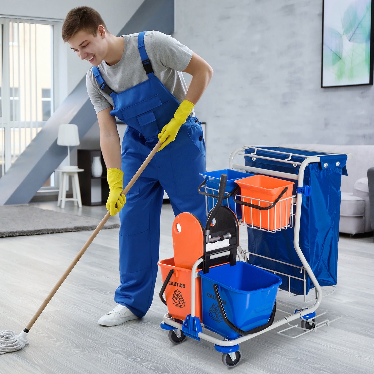 Nancy's Ash Swamp Cleaning Trolley - Mop Trolley with Wheels - Cleaning Trolley